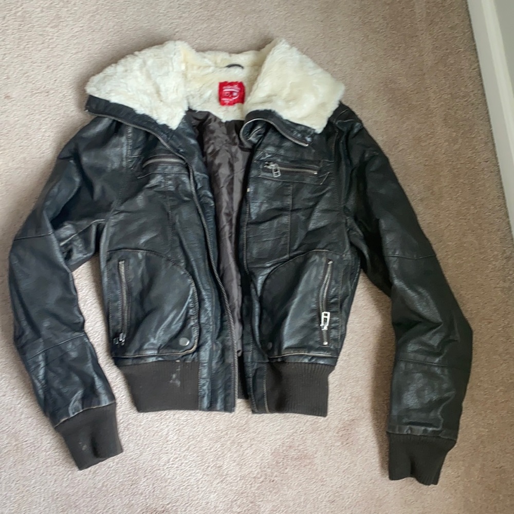 Used condition faux leather coat
